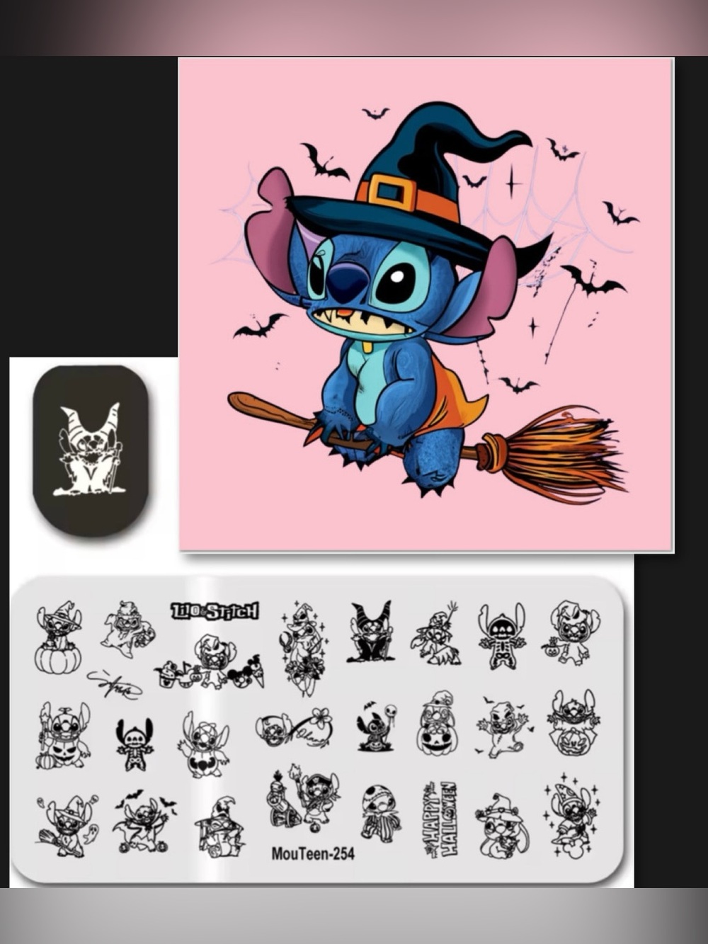 $5 HALLOWEEN NAIL STAMPING PLATE WITH WHITE BACKING. NEW. $5 WHEN BUNDLED WITH 3